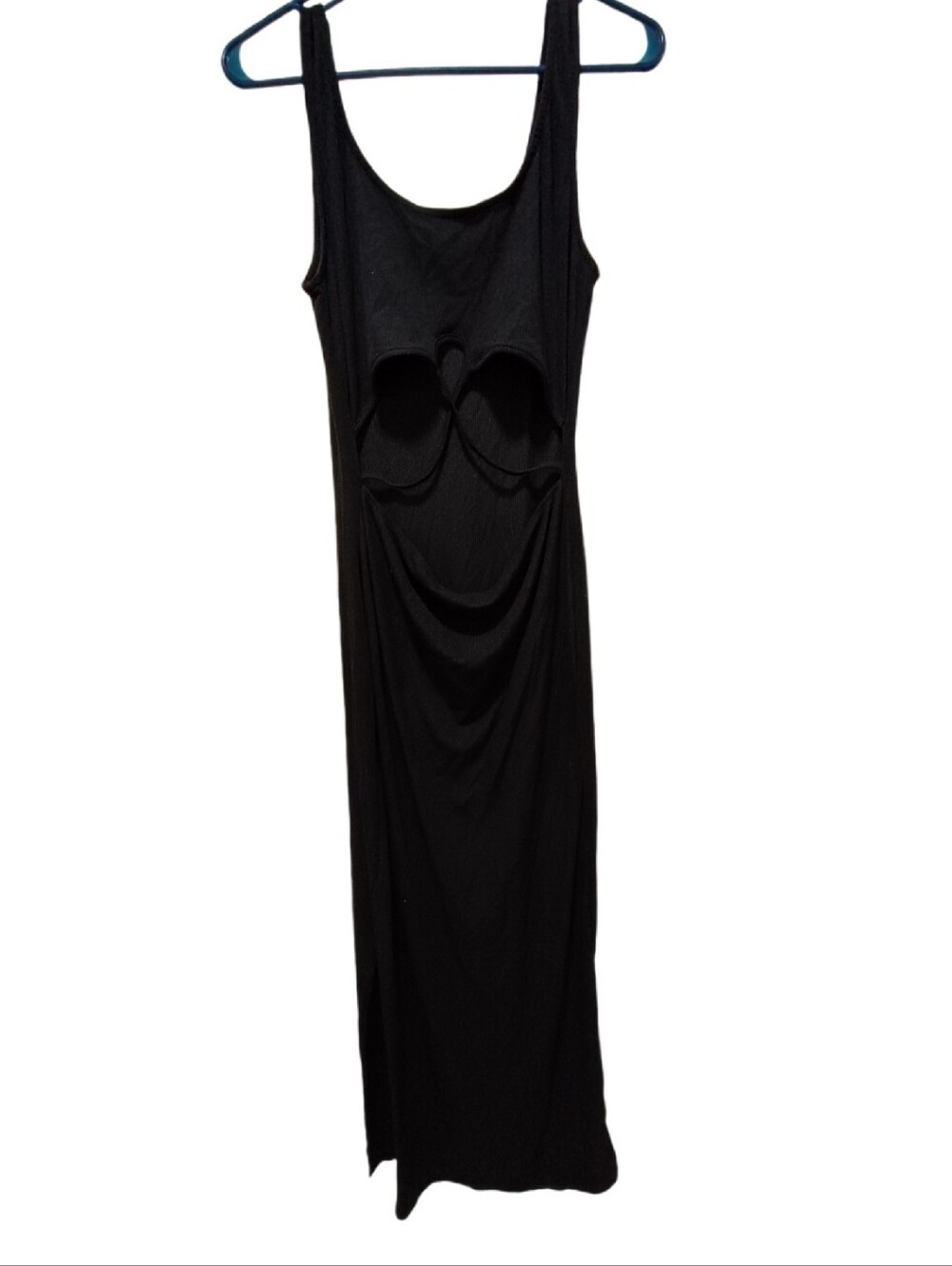 J for Justify Black Sleeveless Maxi Dress with Front Cutouts